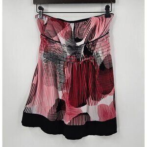 Miss Bisou Womens Y2K Strapless Top Elastic Waist Tie Back Abstract Pattern Sz S